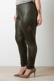 Geometric Cutouts Vegan Leather Leggings