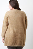 Plush Metallic Knit Pocket Cardigan