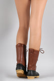 Round Toe Lace Up Duck Mid Calf Boots