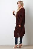 Marled Knit Twisted Long Dolman Sleeves Longline Cardigan