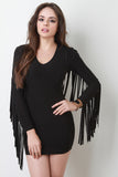 Fringe Sleeves Mini Bodycon Dress