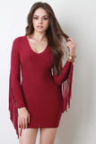 Fringe Sleeves Mini Bodycon Dress