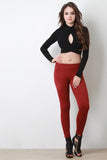 Mock Neck Long Sleeves Wrap Crop Top