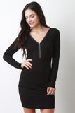 Front Zipper V-Neck Mini Dress