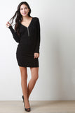 Front Zipper V-Neck Mini Dress