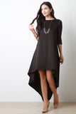 Quarter Sleeves Flare High Low Dress