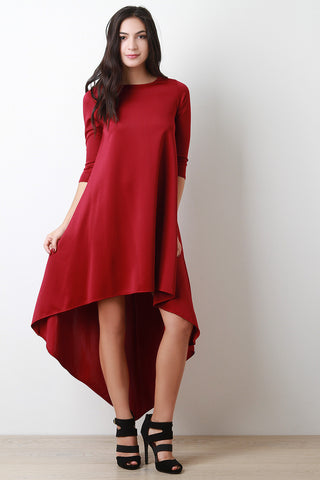 Quarter Sleeves Flare High Low Dress