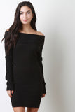 Off-The-Shoulder Ribbed Sweater Dress