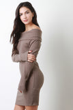 Off-The-Shoulder Ribbed Sweater Dress
