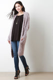 Furry Marled Knit Longline Cardigan