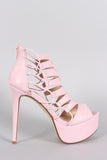 Anne Michelle Strappy Peep Toe Stiletto Platform Heel