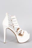 Anne Michelle Strappy Peep Toe Stiletto Platform Heel