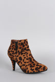 Bamboo Leopard Elastic Gore Almond Toe Heeled Booties