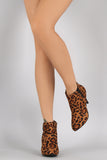 Bamboo Leopard Elastic Gore Almond Toe Heeled Booties