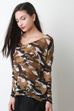 Camouflage Print Dolman Top