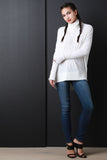 Rib Knit Turtleneck High-Low Top