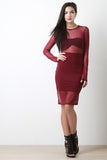 Long Sleeve Mesh Overlay Twofer Dress