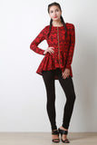 Tribal Pattern Zipper Peplum Top