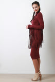 Mock Neck Long Fringe Midi Dress