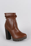 Breckelle Slouchy Lug Sole Chunky Heeled Ankle Boots