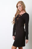 Lace Up Long Sleeve Jersey Dress