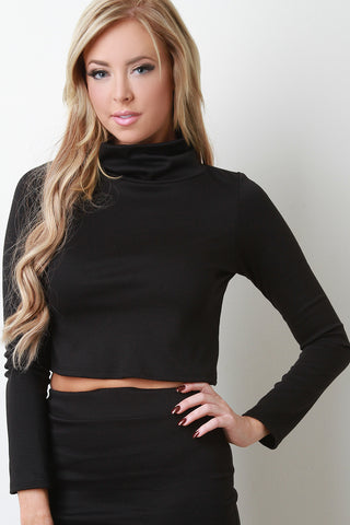 Turtle Neck Long Sleeve Crop Top