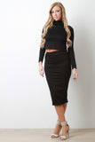 Turtle Neck Long Sleeve Crop Top