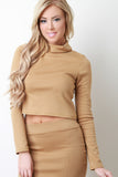 Turtle Neck Long Sleeve Crop Top