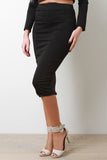 Solid Midi Pencil Skirt