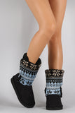 Sharling Snowflake Pattern Sweater Shaft Mid Calf Flat Boots