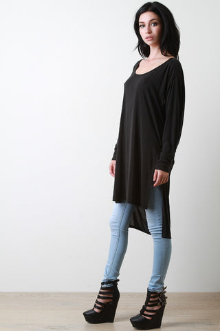 Lightweight High-Low Draped Back Top