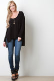 Rib Knit High-Low Long Sleeve Top