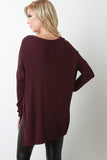 Rib Knit High-Low Long Sleeve Top