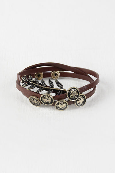 Leaf Vegan Leather Wrap Bracelet