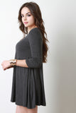 Three Quarter Sleeve Swing Mini Dress