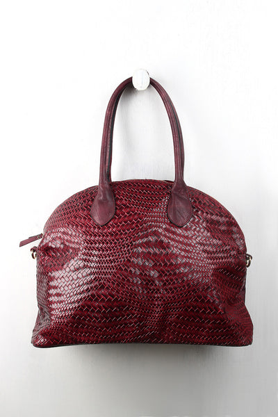 Woven Vegan Leather Dome Bag