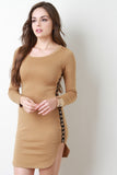 High Low Side Eyelets Hem Dress