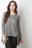 Marled Knit Sharkbite Hem Long Sleeves Top