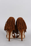 Fringe Cuff and Tassel Open Toe Heel