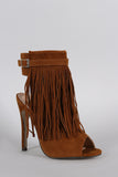 Fringe Peep Toe Stiletto Mule