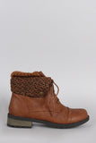 Sweater Cuff Lace Up Combat Booties