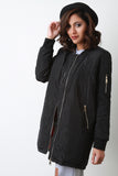 Zipper Longline Bomber Jacket