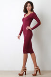 Suede Patch Ribbed Midi Dress