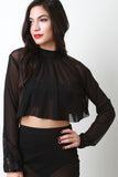 Sheer Mesh Long Sleeve Cape Top