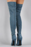 Privileged Distressed Denim Stiletto Over-The-Knee Boots