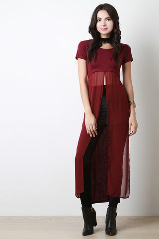 Jersey Crop Chiffon Maxi Top