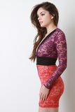 Color Block Lace Deep Plunge Dress