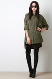 Collar Oversized Long Sleeves Button Up Top