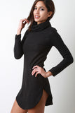 Shift Cowl Neck Long Sleeve Dress