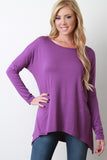 Shark Bite Hem Solid Dolman Top